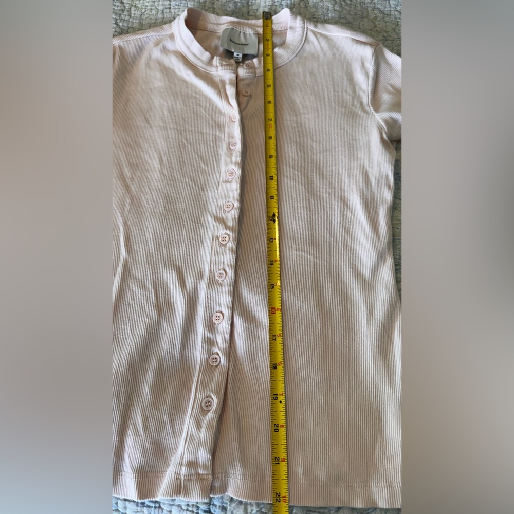Reformation Raelynn Button Front Organic Cotton Knit Top in Sorbet (Size Small) - Picture 3 of 15